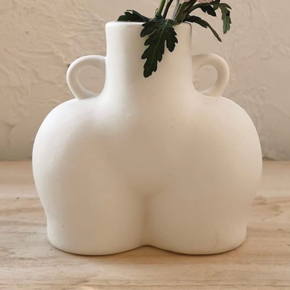 Body / butt ceramic vase in matte black or white - Picture 4 of 10